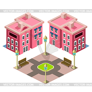 House and Park building icon - vector clipart