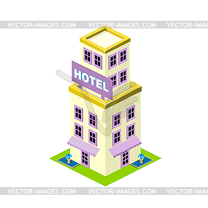 Isometric hotel building icon - vector clip art