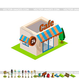 Isometric bar building icon infographic design - vector image