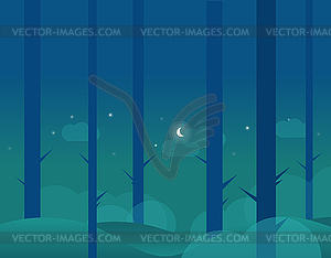 Wallpaper Landscape of Winter Forest and Moon, - vector image