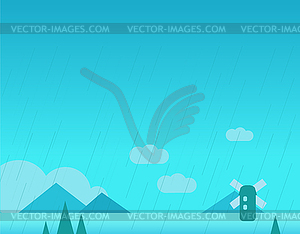 Wallpaper Landscape with Mountains, Rain and - vector clip art