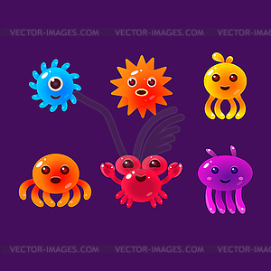 Cartoon Sea Animals, Marine Life Colorful - vector clip art