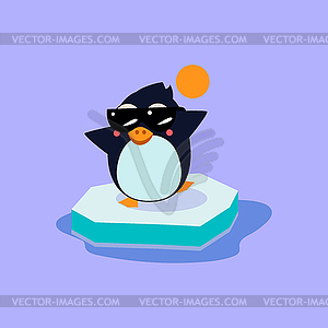 Penguin Wearing Sunglasses on Iceberg - vector clipart / vector image