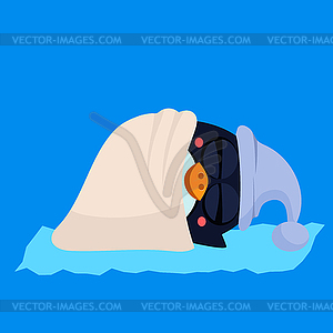 Cute Sleeping Penguin in Hood - vector image