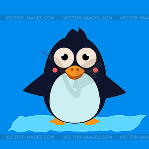 Penguin Standing on Ice. Illustartion - vector clipart
