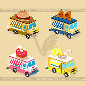 Food Truck Designs. Коллекция икон - изображение в векторном формате