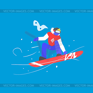 Man Snowboarding. Winter - vector EPS clipart