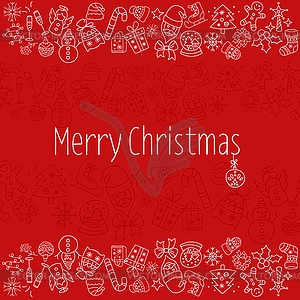 Merry Christmas Pattern with Holiday Elements - vector clipart