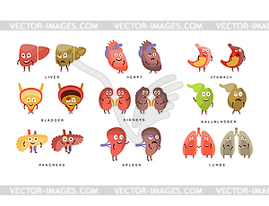 Здоровый против Sick органов человека инфографики - векторное изображение