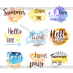 Summer Beach Holidays Colorful Label Set - color vector clipart