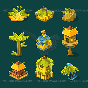 Video Game Tropical Forest Design Collection Of - vector clip art