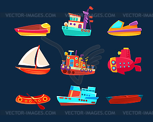 Water Transport Toy Icon Collection - vector image