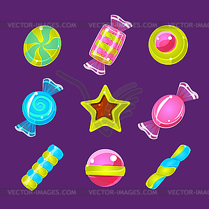 Hard Candy Colorful Simplified Icons Set - vector clipart