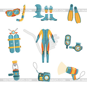 Scuba Diving Gear Set - vector clipart / vector image