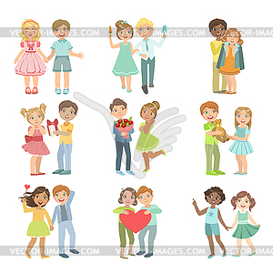 Teenager Couples In Love - vector clip art