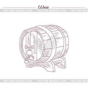 Wine Tun Realistic Sketch - vector clipart