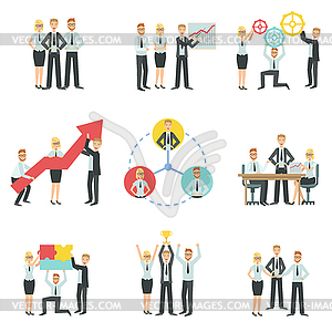 Business Team Working Together Achievement Process - vector image