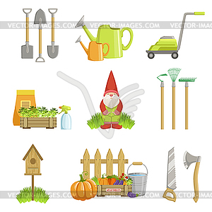 Garden Related Objects Set - vector clipart / vector image