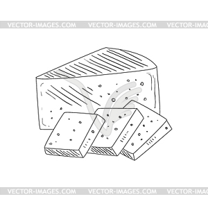 Triangle Piece Of Cheese And Wide Slices Realistic - vector clip art