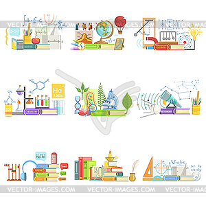 Different Sciences Related Objects Composition - vector clip art