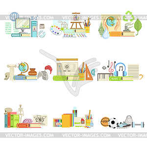 Different School Classes And Sciences Related - vector clip art