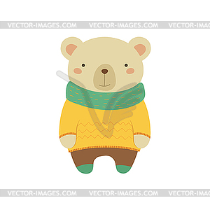 White Bear In Yellow Sweater Childish - vector clipart