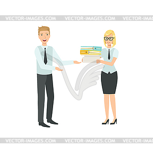 Managers Sharing Files Teamwork - vector image