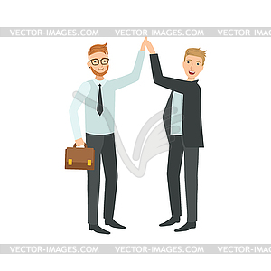 Managers Giving High Five Teamwork - stock vector clipart