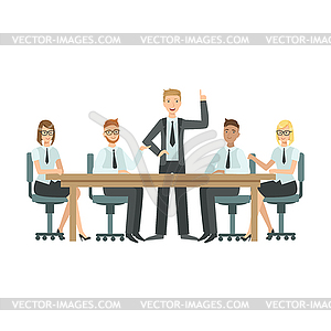 Managers Sitting On Meeting Teamwork - vector clipart