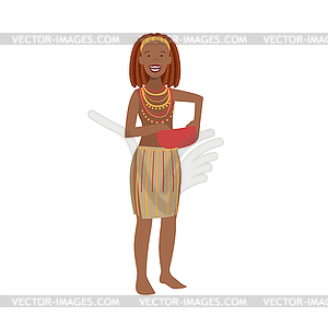 Женщина с красными волосами африканского родного племени - иллюстрация в векторе