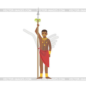 Warrior With Spear of African Native Tribe - vector clipart