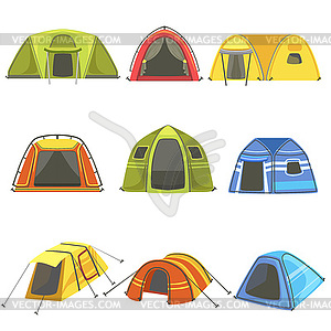 Colorful Tarpaulin Tents Set - vector clipart