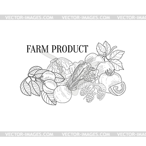 Farm Products Still Life Realistic Sketch - vector clipart