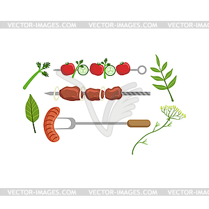 Set Of Food Ready For Barbeque Picnic - vector EPS clipart