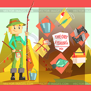 Fisherman And Thing Needed For Fishong Infographic - vector clipart