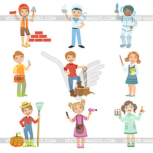 Kids And Their Dream Jobs - vector clipart