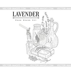 Lavender Natural Cosmetics Realistic Sketch - vector image