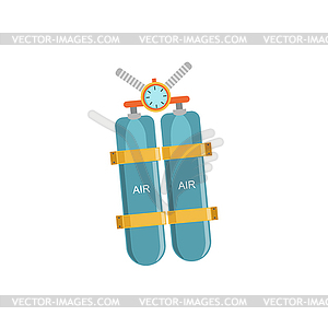 Rebreather And Twin Tanks Diving Kit - vector clip art