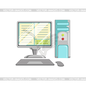 Computer With Keyboard And Mouse Controller - vector image