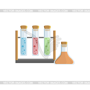 Set Of Three Test Tubes For Chemical Experiments - vector clip art