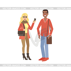 Stylishly Dressed Young Couple - vector image