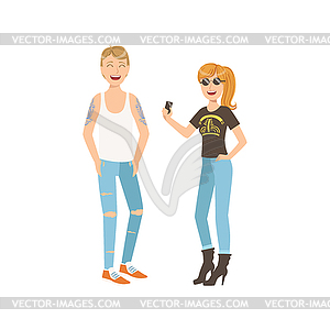 Rock-n-Roll StyleTatooed Trendy Couple - vector clipart