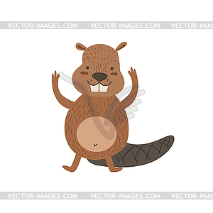 Humanized Beaver Greeting - vector image