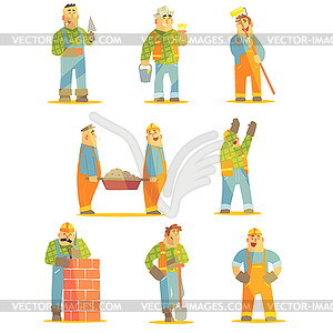 Builder Professionals At Construction Site Set - vector clipart