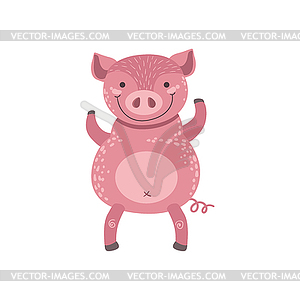 Pink Pig Standing On Two Legs - vector clipart
