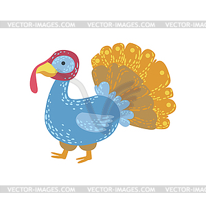 Multicolor Male Turkey Bird - vector image