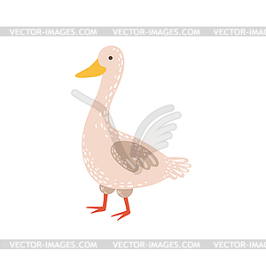 White Goose Walking - vector image