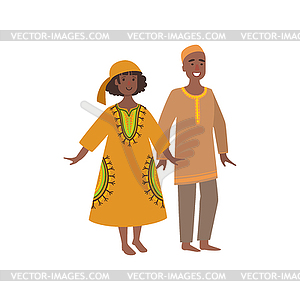 Couple In Maroccan National Clothes - stock vector clipart