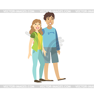 Couple In American National Clothes - vector clip art