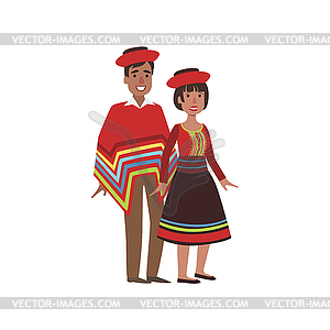 Couple In Peru National Clothes - vector image